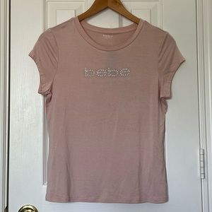NWT bebe Blush Pink Crystal Logo Short Sleeve Tee